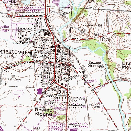 Topographic Map of Fredericktown Post Office, OH