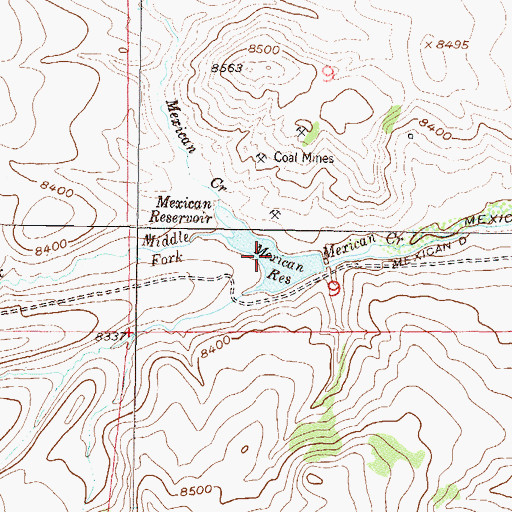 Topographic Map of Mexican Reservoir, CO