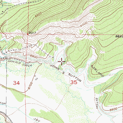 Topographic Map of Garland Ditch, CO
