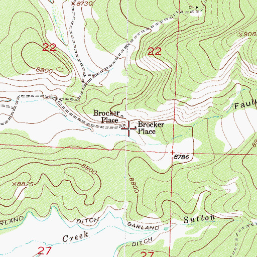 Topographic Map of Brocker Place, CO