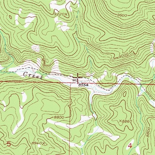 Topographic Map of Service Creek Trail, CO