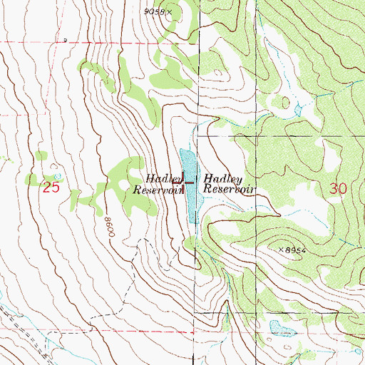 Topographic Map of Hadley Reservoir, CO