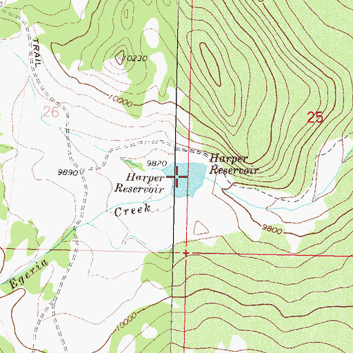Topographic Map of Harper Reservoir, CO