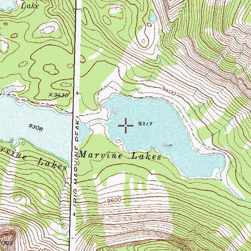 Topographic Map of Marvine Lakes, CO