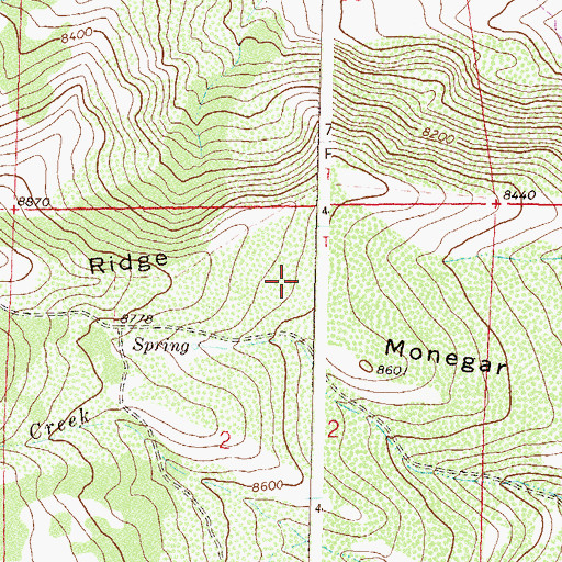 Topographic Map of Monegar Ridge, CO