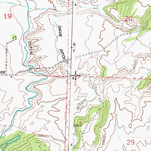 Topographic Map of Davie Ditch, CO