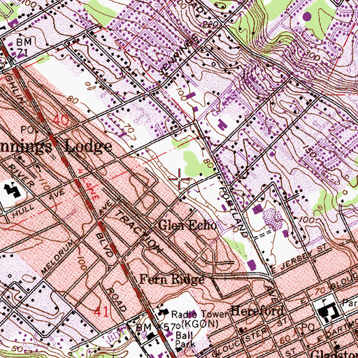 Topographic Map of Glen Echo Wetlands, OR