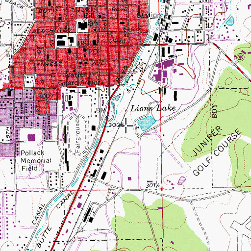 Topographic Map of Firemans Lake City Park, OR