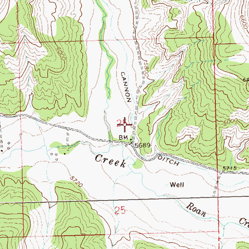 Topographic Map of Cannon Ditch, CO