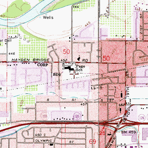 Topographic Map of Page Park, OR