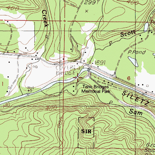 Topographic Map of Twin Bridges County Park, OR