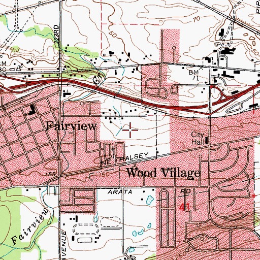 Topographic Map of Fairview Woods Wetlands City Park, OR