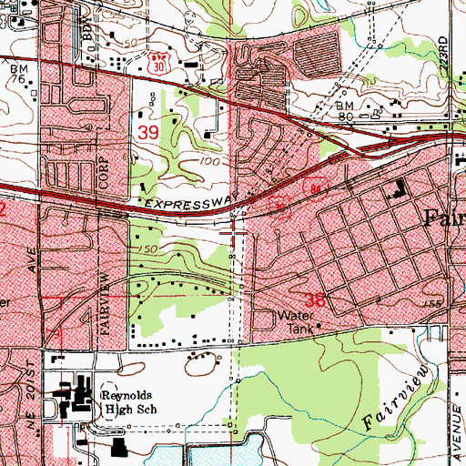 Topographic Map of Park Cleone City Park, OR