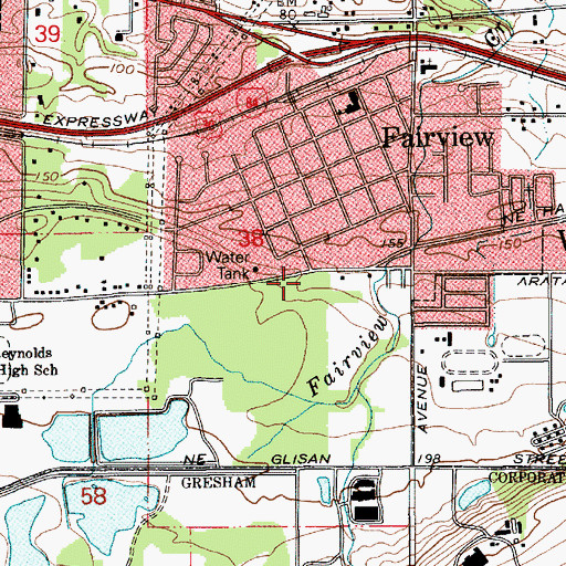 Topographic Map of Crossroads City Park, OR