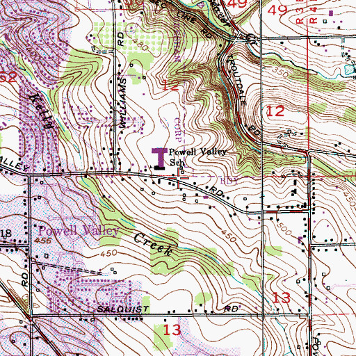 Topographic Map of Kane Road Park, OR
