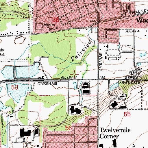 Topographic Map of Pioneer City Park, OR