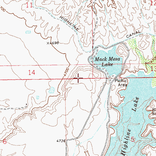 Topographic Map of Mack Mesa, CO
