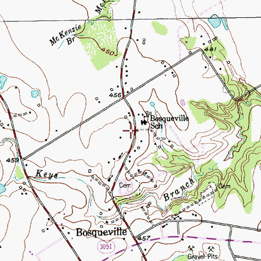 Topographic Map of Bosqueville United Methodist Church, TX
