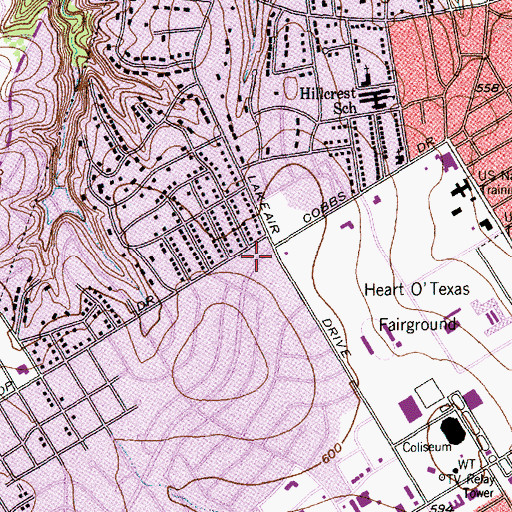 Topographic Map of First United Methodist Church of Waco, TX