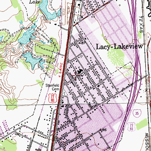 Topographic Map of Lakeview United Methodist Church, TX