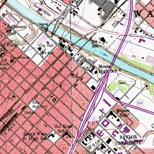 Topographic Map of Saint James Methodist Church, TX