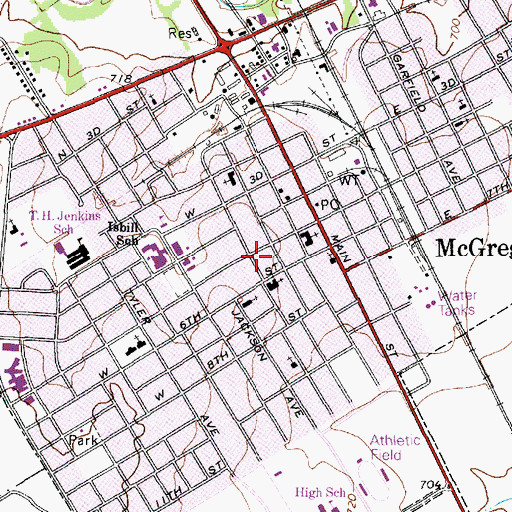 Topographic Map of McGregor Church of Christ, TX