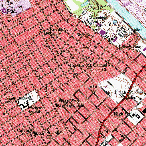 Topographic Map of North 10th and Colcord Church of Christ, TX