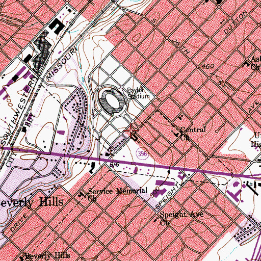 Topographic Map of South Waco Church of Christ, TX