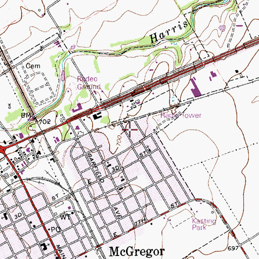 Topographic Map of Church of God, TX