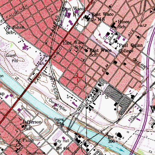 Topographic Map of Carters Temple Church of God in Christ, TX