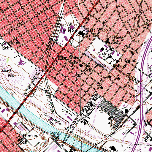 Topographic Map of Greater Bethel Church of God in Christ, TX