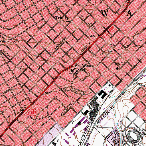 Topographic Map of Saint Albans Episcopal Church, TX