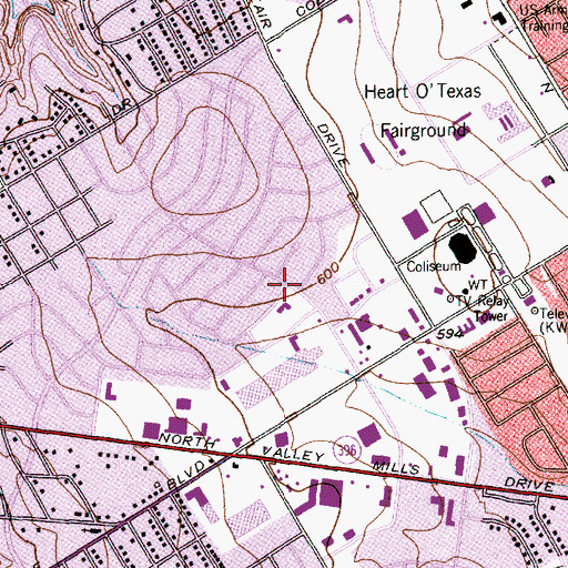 Topographic Map of Waco Episcopal Youth Community Church, TX