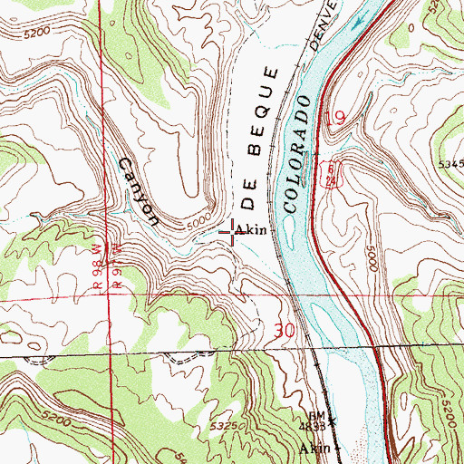 Topographic Map of Akin, CO