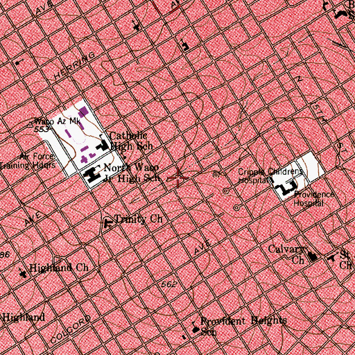 Topographic Map of La Iglesia Pentecostes la Nueva Jerusalen Church, TX