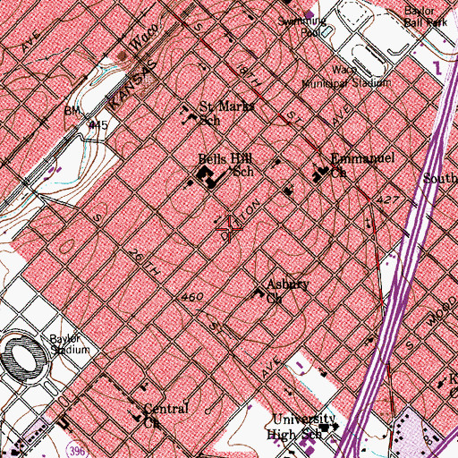 Topographic Map of El Calvario Presbyterian Church, TX