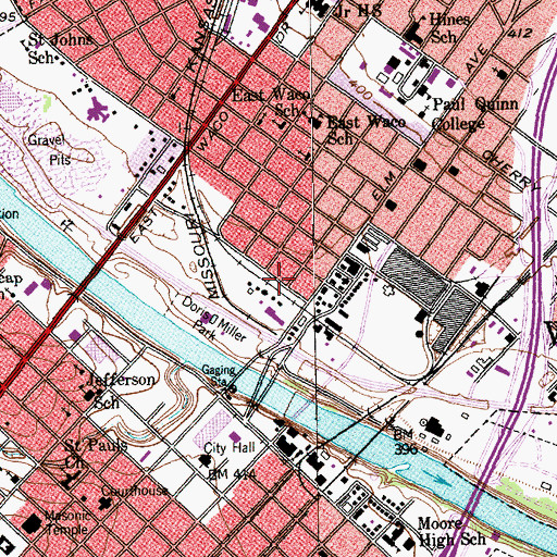 Topographic Map of Saint Johns Baptist Church, TX