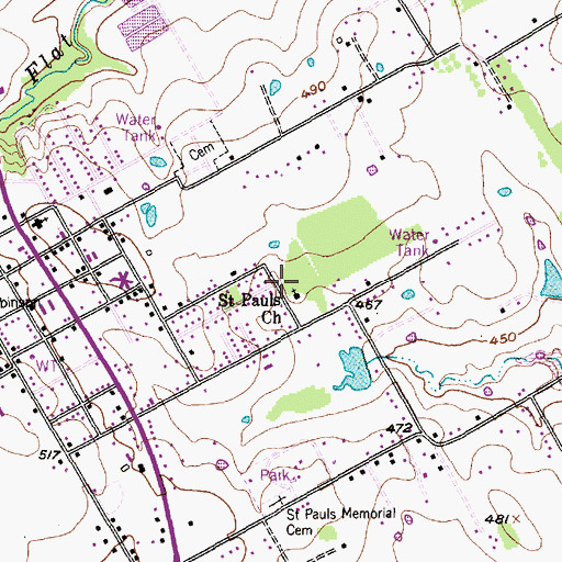 Topographic Map of Saint Paul Missionary Baptist Church, TX