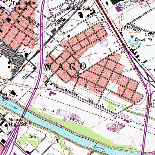 Topographic Map of Spring Street Baptist Church, TX