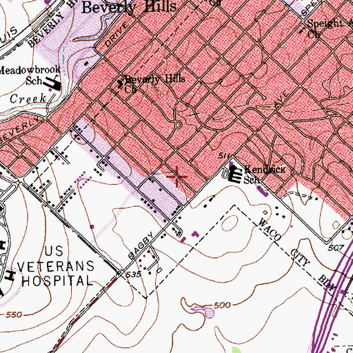 Topographic Map of Temple Baptist Church, TX