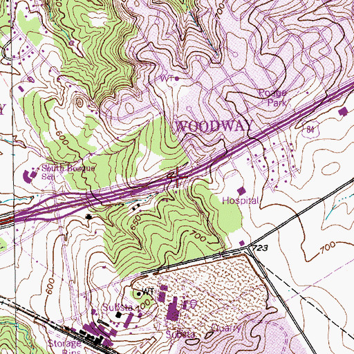 Topographic Map of Woodway First Baptist Church, TX