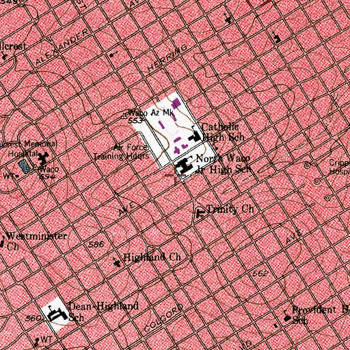 Topographic Map of Saint Louis Catholic Church, TX