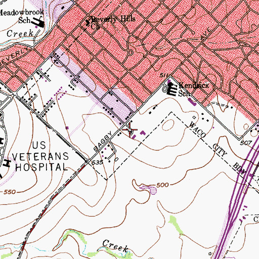 Topographic Map of Beacon Hill Baptist Church, TX