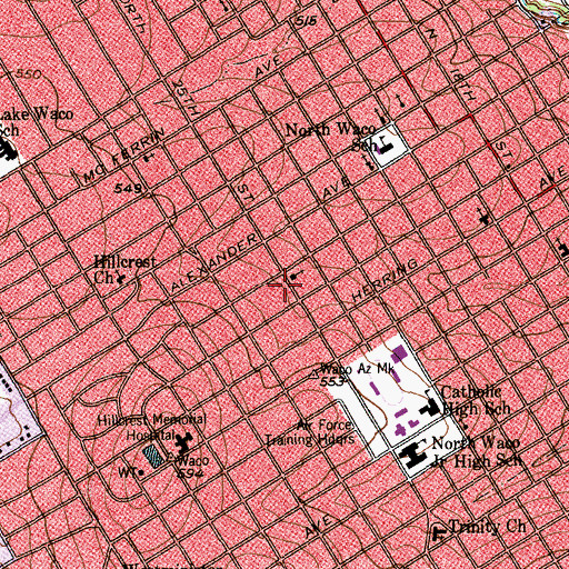 Topographic Map of Christ the King Baptist Church, TX