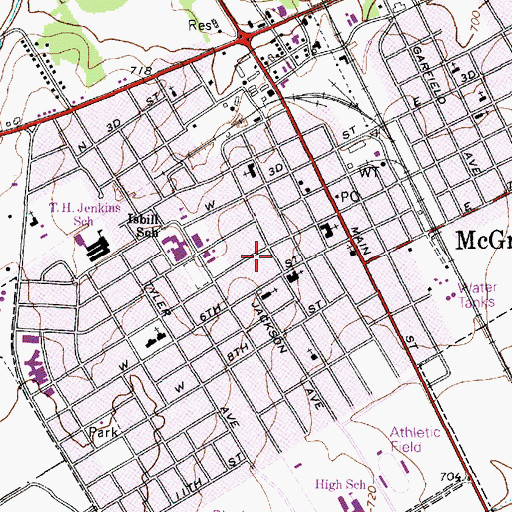 Topographic Map of First Baptist Church of McGregor, TX