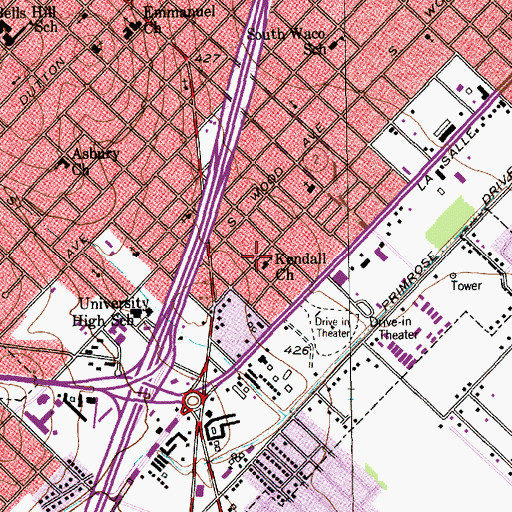 Topographic Map of Kendall Baptist Church, TX
