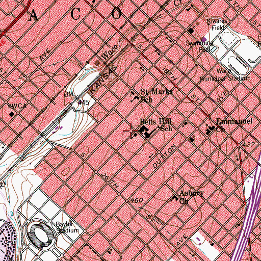 Topographic Map of Memorial Baptist Church, TX