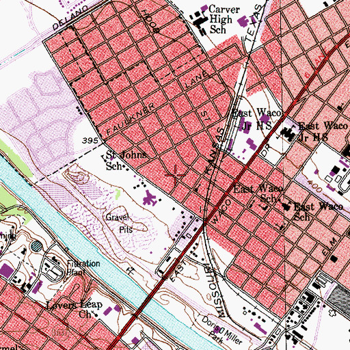 Topographic Map of Mount Calvary Baptist Church, TX