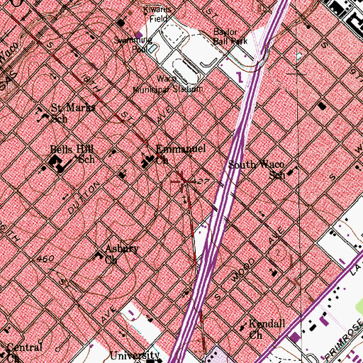 Topographic Map of Nueva Vida Iglesia Bautista Church, TX