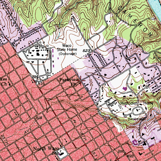 Topographic Map of Parkview Baptist Church, TX